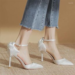 Dress Shoes White High Heels For Women 2023 Summer Stiletto Design Wedding Bridesmaid Pumps Talons Hauts Femme Mujer