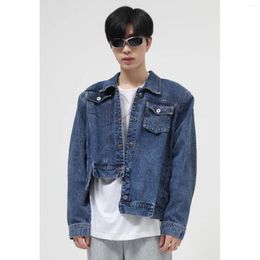 Men's Jackets Korean Version Irregular Design Sense Shoulder Pads Short Jeans Jacket Fashion Style Denim Streetwear
