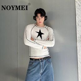 Men's T Shirts NOYMEI Star Patternautumn Niche Design Y2K Spicy Style Color Contrast Pentagram Fashion Long Sleeved T-shirts Men Top WA2045