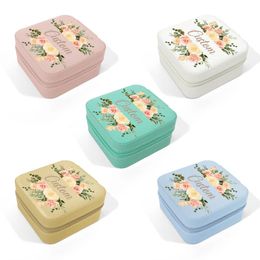 Jewelry Boxes Custom Box with Name and Floral Personalized Travel Case Organizer Bridesmaid Gifts Birthday for Women 231127