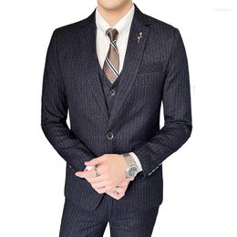 Men's Suits Suit One Button Korean Version Slim Business Professional Wedding Three-piece (coat Vest Pants)