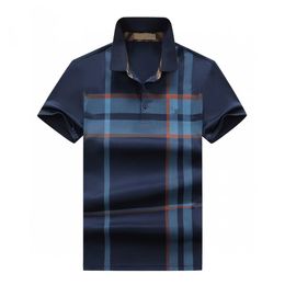 Mens Polo Shirt lattice business Solid colors simple elegant Print european version Lapel Short Sleeve Casual Fashion Lapel Male Tops Mens fashion top Asia size M 3XL