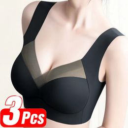 Bras 3 Pcs Sexy Seamless Push Up Sports siere Bh Woman Lace lette Wireless Unwired yoga Top Womens Without Bones 230426