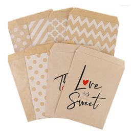 Gift Wrap 25/50pcs Wave Dot Kraft Paper Bags Thank You Treat Candy Cookie Bag Christmas Wedding Birthday Party Supplies Packing Pouch