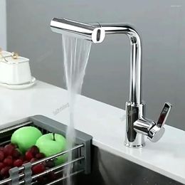 Bathroom Sink Faucets Kitchen Waterfall Faucet 4-Speed Water Outlet 360 Degree Rotatable Cold Basin