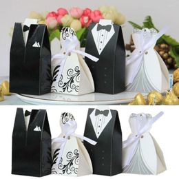 Gift Wrap 20pcs/100pcs Bride And Groom Wedding Favour Gifts Bag Candy Chocolate Box DIY With Ribbon Decoration Party Supplies