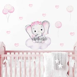 Wall Decor Watercolour Pink Elephant Cloud Stickers for Kids Room Baby Nursery Decoration Decals Boy and Girls Gifts PVCvaiduryb