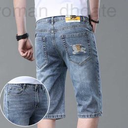 Men's Jeans designer 2023 Light Luxury Brand denim shorts for men's stretch Korean slim fit straight tube embroidered five point middle pants and horse WVP0