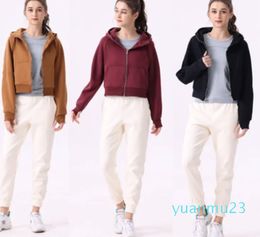 Loose Yoga plush Scuba Short Women's Zipper Warm Sports Full Zipper Sweater