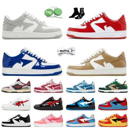 Fashion Designer Women Mens Sk8 Sta Casual Shoes Patent Leather Grey Red Colour Camo Combo Pink Foam White Black Low Panda Platform Sneakers Runners Sports Trainers