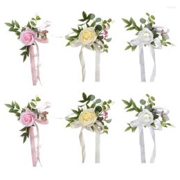 Decorative Flowers Aisle Chair Decorations Authentic Wedding For Ceremony 6pcs Party Decor