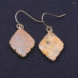 Dangle Earrings FYSL Light Yellow Gold Color Rhombus Shape Many Style Quartz Stone Drop For Women Inspiration Jewelry