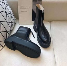 Ankle Chelsea Boots Flat Wedges Chunky Boot Smooth Leather Platform Zipper Slip-On Round Toe Block Heels The Row For Women Factory50