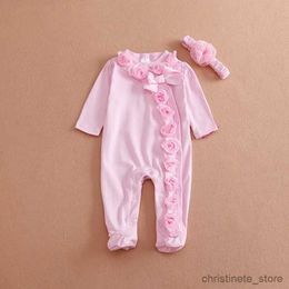 Clothing Sets Princess Style Newborn Baby Girl Clothes Bow/Flowers Romper Clothing Set Headband Cute Infant Cirls Rompers R231127