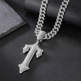 Fashion Designer necklace Hip Hop Necklace Personalized Trendy Men's Instagram Style Sweater Chain Full Diamond Alloy Cuban Chain Jewelry cuban link chain necklace