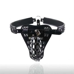 Sex Toy Massager Bdsm Pu Leather Male Chastity Cage Belt Device Pants Underwear Lock Penis Rings Bondage Toys for Men Adults Games