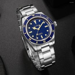 Wristwatches CADISEN 38MM Vintage Men's Diving Wristwatch Stainless Steel Solid Strap Automatic Watch 200M Waterproof Mechanical