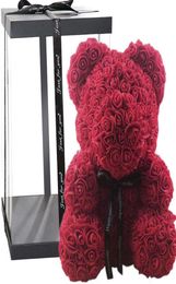 Decorative Flowers Wreaths Rose Bear Flower Bouquet Artificial With Box Handmade Valentine39s Day Gift For Girlfriend Woman W1194521