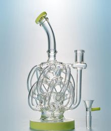 2021 Unique Design 12 Recycler Hookahs Tube Glass Bong Vortex Dab Oil Rigs Super Cyclone Waterpiopes Bongs Rig Inline Perc Withj B6492912