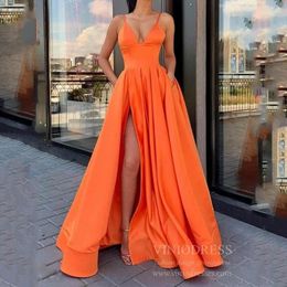 Party Dresses Sexy Satin Trailing Evening Camisole Slim Waist Prom Split Trumpet Dress Elegant Wedding V-neck Swing Gowns