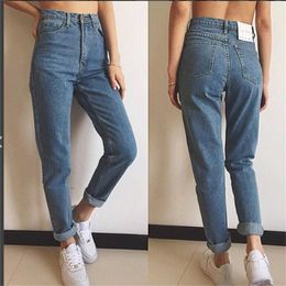 Jeans Mom Jeans Light Blue XS2XL 2022 Spring Autumn New Fashion Slim Jeans With Zipper Pocket Button Casual Cowboy Pants Y1