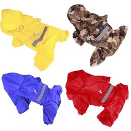 Raincoats 10PC/Lot Waterproof Dog Clothes Pet Dog Raincoat Reflective Small Dog Jumpsuit Jackets Pet Clothes