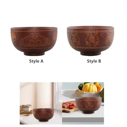 Bowls Round Chinese Style Wooden Bowl 13cm Salad Eco Friendly Delicate Texture Practical Heat Resistant Durable Unique Pattern