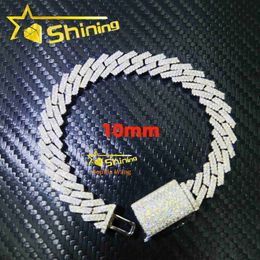 Top Sale Pass Diamond Tester 925 Sterling Silber Hip Hop 10 mm 2-reihiges Design Iced Out Vvs Moissanite Diamond Cuban Link Armband