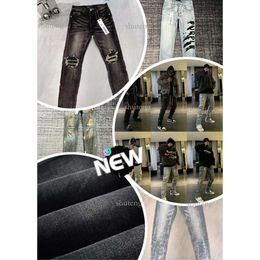 Mens Purple Jeans Designer Stacked Long Pants Ksubi Ripped High Street Brand Patch Hole Denim Straight Fashion Streetwear Silm 189 702 2