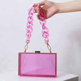 Shopping Bags Summer Fashion Acrylic Bag Women's Shoulder Chain Crossbody Dinner Party Luxury Square Box Transparent