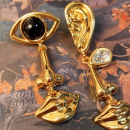 Stud Personality Eyes Earring Devil's Eye Nose Mouth for Women Men Y2K Punk Vintage Jewellery Gold Colour Metal 231127