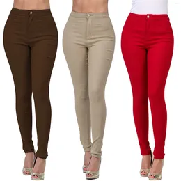 Women's Pants Y2k Streetwear Slim Jeans Solid Colour High Waisted Zipper Pencil Ladies Vintage Long Trousers Leggings