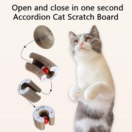 Scratchers Accordion Cat Scratching Board Caip Kittens Scratch Board Corrugated Paper Cat Accessories Bell Ball Cat Toy Turntable