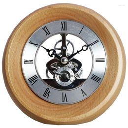 Wall Clocks 130mm Quartz Clock Head Insert With Roman Numeral Wooden Frame See-Through Movement Accessories