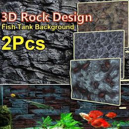 Decorations 2X Aquarium Background 3D Foam Rock Poster Cuttable Decor For Fish Tank 60X45cm