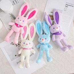 Plush Dolls Pulling Rabbit Doll Key Chain Soft Stuffed Toys Ears Schoolbag Pendant Keychains With Car Bunny 230427