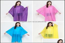 Raincoats Household Sundries Home Garden Eva Eco Friendly Poncho Rainwear Transparent Solid Color Non Disposable Cycling Raincoat 1377954