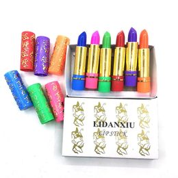 Lipstick 6pcs Zielona czerwono magiczna plamka Lipstick Długa wielokolorowa wkładka do ust Motylowa Lipstick Set Cosmetics Lips Up 231127