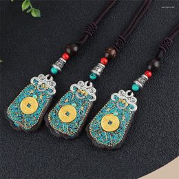 Pendant Necklaces Vintage Nepal Long Ebony Thangka & Necklace Ethnic Bohemian Boho Buddha Lucky Jewellery For Women Men