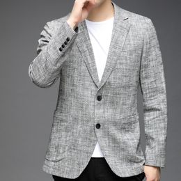 Men's Suits Blazers HighEnd Linen Leisure Small Business Coat Summer Thin Loose Top Men 230426