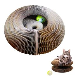 Toys Paper Organ Cat Scratch Board with Bell Ball Corrugated Paper Organ Climbing Lounge Bed Grinding Claw Scratcher Cat Scratch Toy