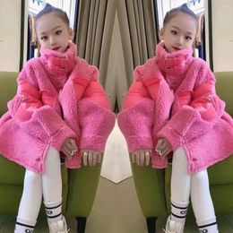 Down Coat Girls Pink Fur Winter Fall Fashion Warm Children Outerwear 4 5 6 8 10 12 13 14 Years