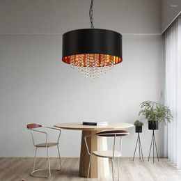 Pendant Lamps LED Room Decor Hanging For Ceiling Lamp Black Crystal Round 2023 NED Design Luxury Living Light