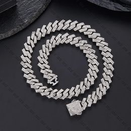 Chain Ice Crystal s Strip Spring Buckle Cuban 15mm Hip Hop Mens and Womens Necklace Bracelet Accessory Jewelry 231124