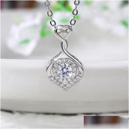 Pendant Necklaces Caoshi Exquisite Sier Color/Rose Gold Color Necklace For Women Elegant Wedding Engagement Statement Jewelry Drop D Dhygf