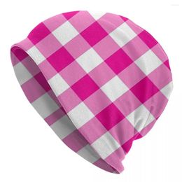 Berets Easter Magenta Checkerboard Bonnet Hats Knitting Vintage Outdoor Skullies Beanies Hat Unisex Spring Dual-use Caps