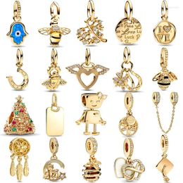 Loose Gemstones 2023 14k Gold Plated Bee Blue Eyes Charms 925 Silver Beads Fit Original Bracelets Bangles Women Jewelry Gifts DIY