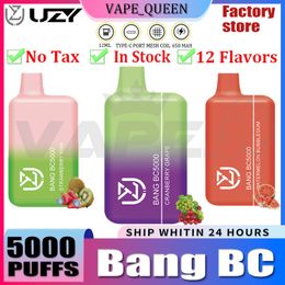 UZY Bang BC Puff 5000 Puffs Disposable Vape Pen 12 Flavors E Cigarette Type-C 650mAh Rechargeable Battery 12ml 5% Cartridge Vaporizer Device Puffs 5K