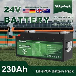 TIKKOPACK 24V 230Ah LiFePO4 Battery Pack 5kWh Lithium Ion Phosphate Batteri BMS 4S 200A Upgrade 4000+ Cycle RV Cart EU US No Tax