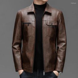 Men's Jackets Autumn And Winter Lapel Business Casual Trend Leather Coat Thick